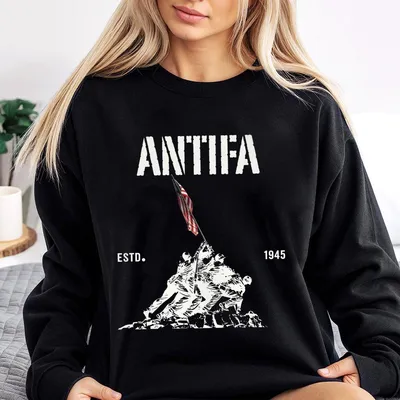 Antifa Estd 1945 Sweatshirt, Patriotic Anti Fascist, Pro Democracy Liberal Protest Sweatshirt, Protest Resist Sweatshirt, Antifa Circa Resist