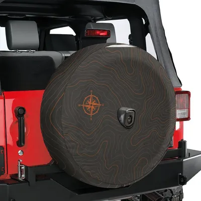 Spare Tire Topographic Map Cover With Backup Camera Hole Option For Wranglers, Broncos Tire Sizes Available Full Color Print Camping Gift Spare Tire Cover