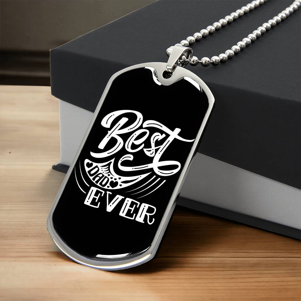 Best Dad Ever Dog Tag Military Chain - Army Tag Necklace, Dog Tag