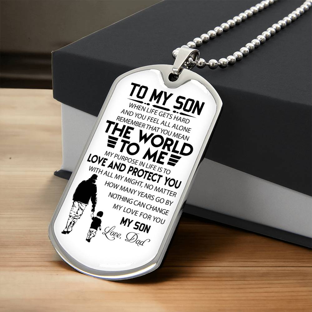 From Dad To My Son Dog Tag Necklace Gift Love From Father To Son For Birthday Xmas Graduation Christmas Anniversary Gifts - Army Tag Necklace, Dog Tag