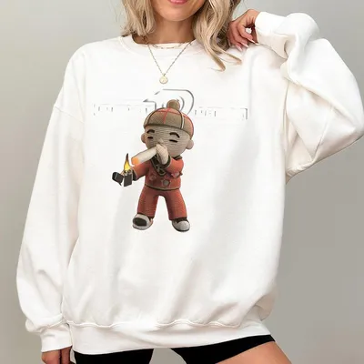 Fuerza Regida Cartoon Character Graphic Sweatshirt Urban Streetwear Print Sweatshirt Fun And Bold Music Design Soft Cotton Blend