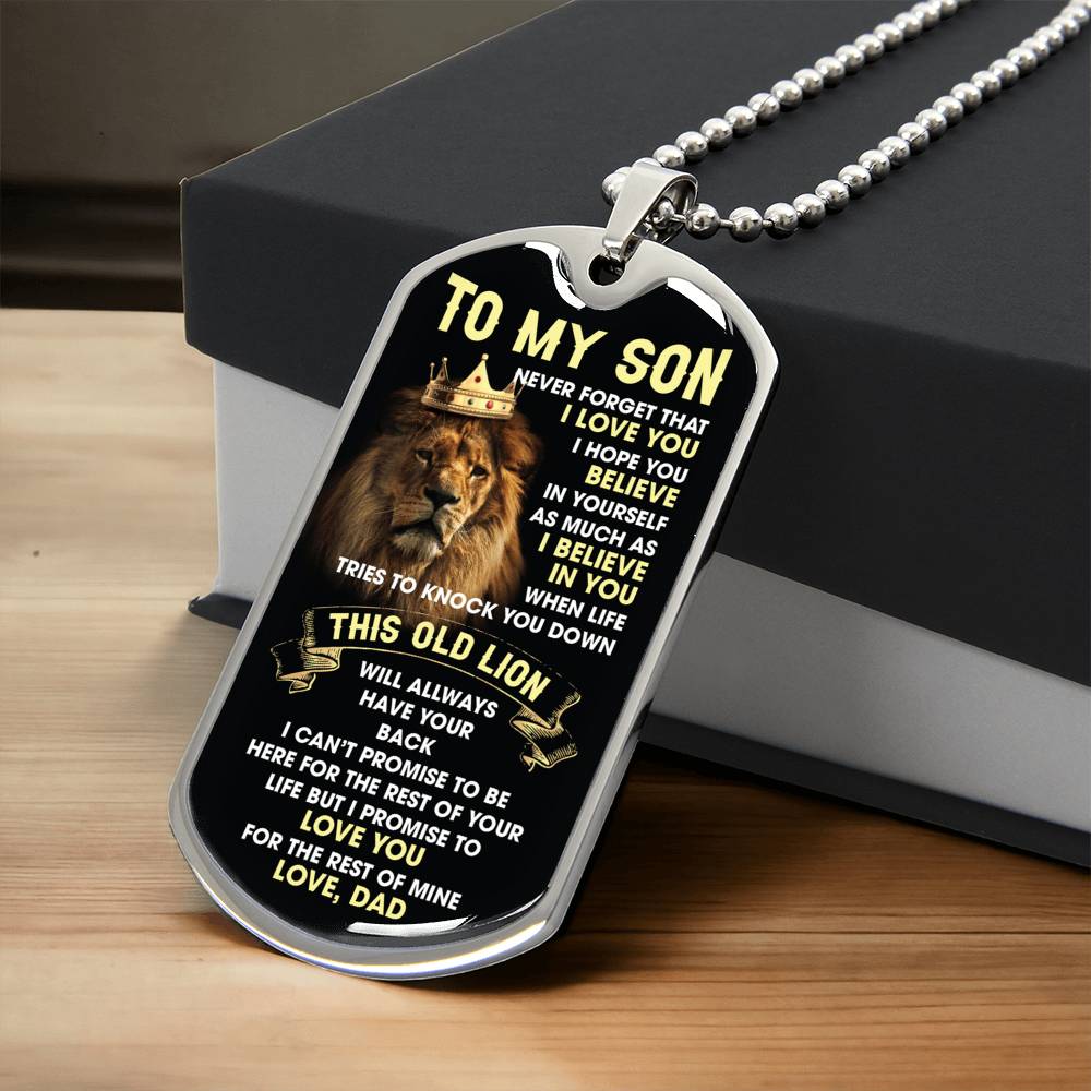 Never Forget I Love You Silver Dog Tag Necklace Gift For Son - Army Tag Necklace, Dog Tag