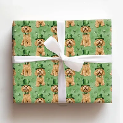 Leprechaun Goldendoodle - Gift Wrap for Christmas, Holidays Wrapping Paper, Christmas Wrapping Paper