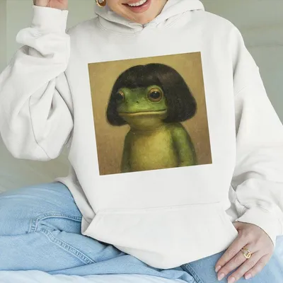 Funny Frog Vintage  Hoodie Regular Fit Casual Comfort Breathable Funny Hoodie For Summer