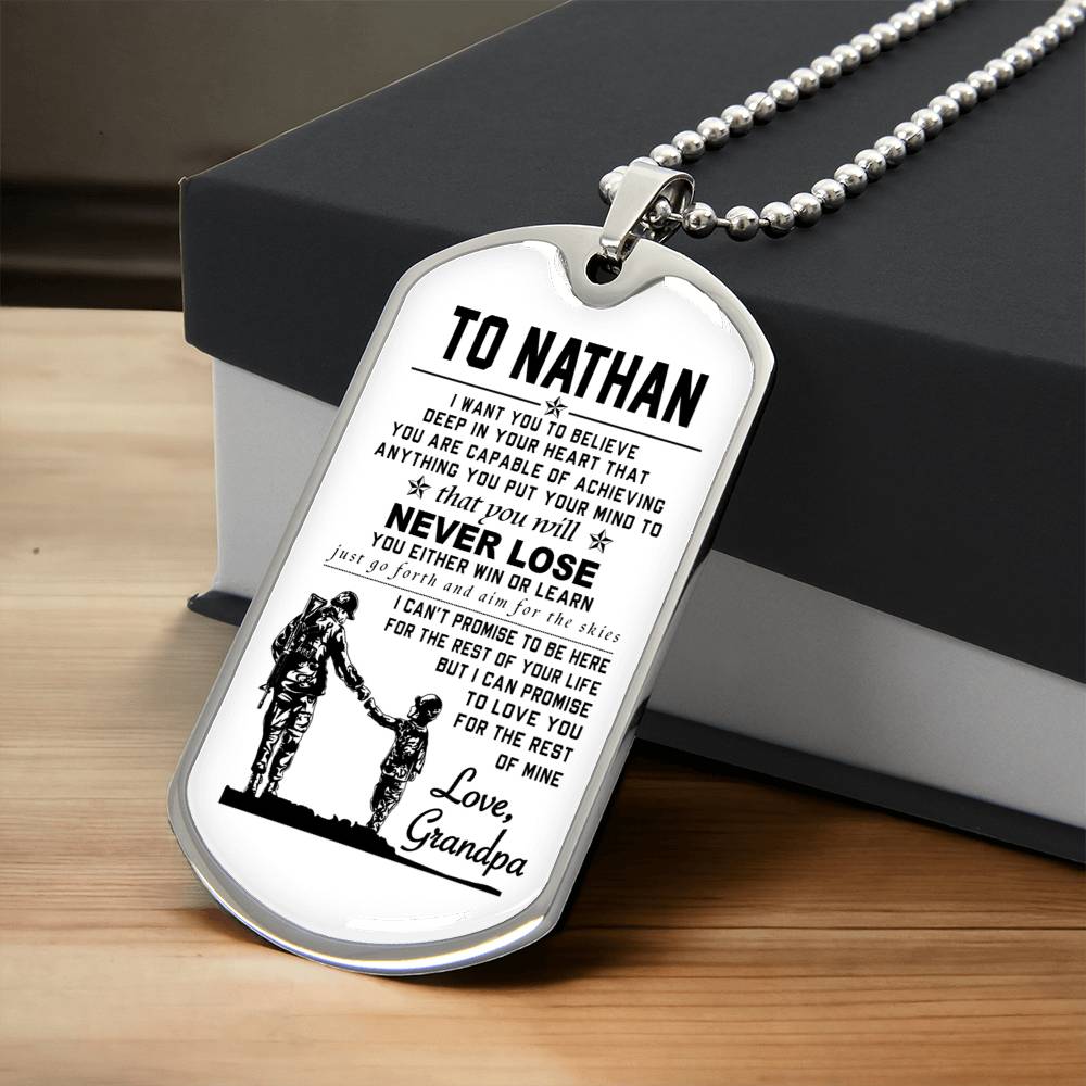 To Nathan Dogtag - Army Tag Necklace, Dog Tag