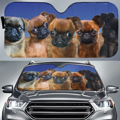 Short Haired Griffons Dog Printed Car Sun Shade Cover Auto Windshield PrintSyde