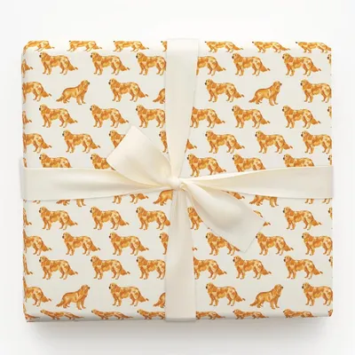 Golden Paws - Gift Wrap for Christmas, Holidays Wrapping Paper, Christmas Wrapping Paper