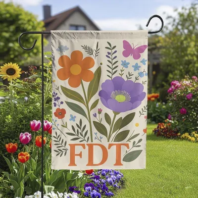 Fdt Floral Garden Flag, Colorful Wildflower Patriotic Yard Flag, Spring Summer Outdoor Decor Vertical Garden Flag