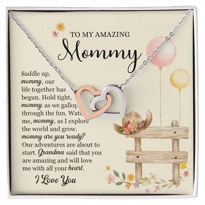 Saddle Up Amazing Mommy Necklace Interlocking Hearts Necklace