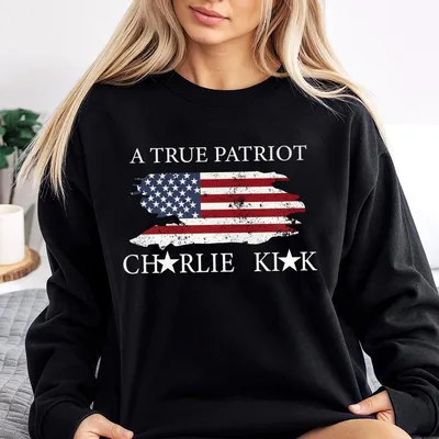 A True Patriot Printed Casual Sweatshirt, Turning Point Usa Sweatshirt,  America Flag Sweatshirt, Wear Red On October 14th As Cjk Day Sweatshirt