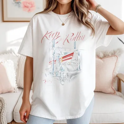 Funny Trucker T-Shirt Keep On Rollin Semi Truck Graphic Stay Loaded For Men Women Big Rig Streetwear Style Gift