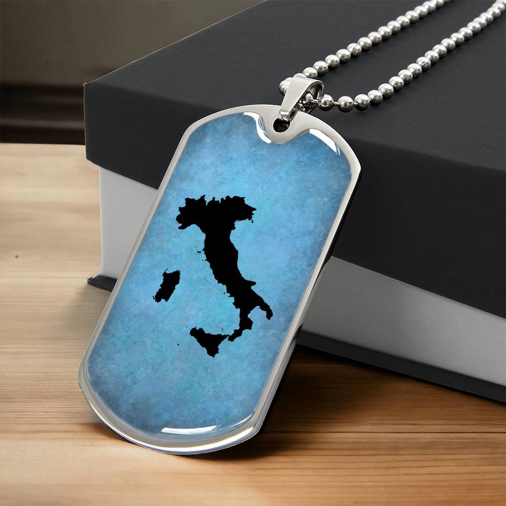 Italy Dog Tag Necklace - Army Tag Necklace, Dog Tag