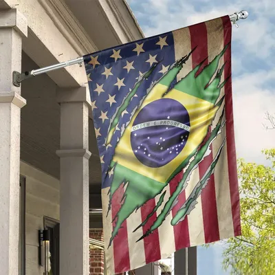 Proud Brazilian American Flag Show, House And Garden Flag Vertical House Flag