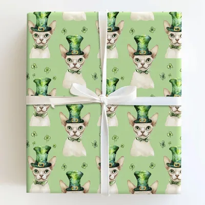 Leprechaun Cornish Rex - Gift Wrap for Christmas, Holidays Wrapping Paper, Christmas Wrapping Paper
