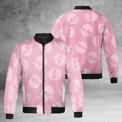 Pink Paisley Windproof Bomber Jacket Featuring Black White Swirls, Ideal For A Hippie Chic Festival Look Bomber Jacket