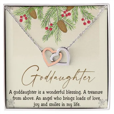Goddaughter Interlocking Hearts Necklace Message Card