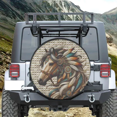 Horse Native America Spare Tire Cover, Majestic Horse-Themed Car Tire Cover Spare Tire Cover