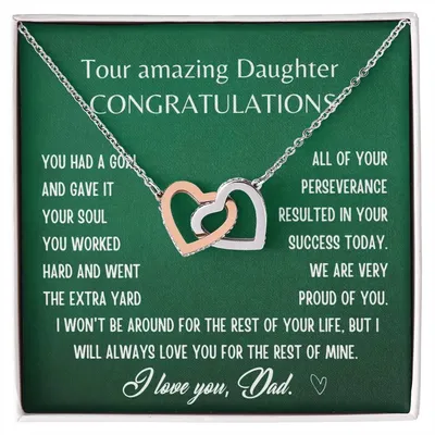 Gift For Daughter From Dad- I Will Always Love You For The Rest Of Mine Interlocking Hearts Necklace