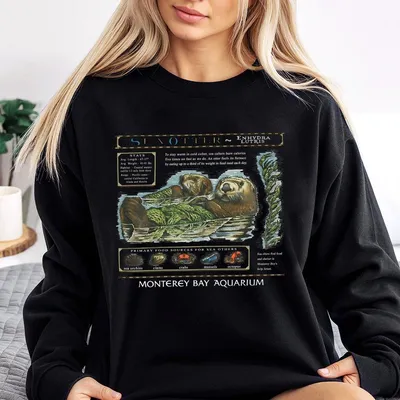 Vintage Sea Otters Monterey Bay Aquarium Sweatshirt Funny Gift For Fans, Full Size, Unisex Comfortable Casual Oversized Clothes Tops