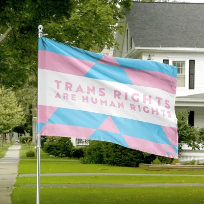 Trans Rights Are Human Rights Horizontal House Flag, Lgbtq Pride Outdoor Decor, Equality Support Banner, Inclusive Yard Decoration Horizontal House Flag