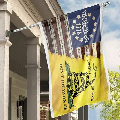 Liberty Or Death Historical American House Flag, Constitution & Gadsden Snake Design Horizontal House Flag