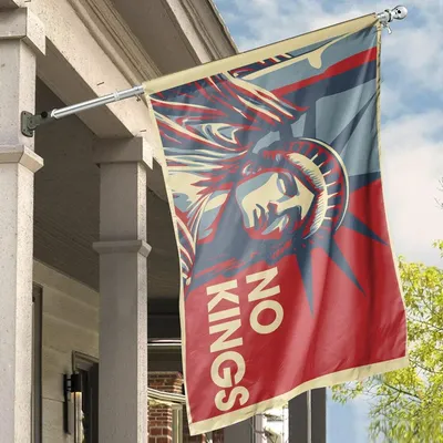 Double-Sided No Kings House Flag, Statue Of Liberty Poster Style, Weatherproof Political Yard Decor Horizontal House Flag