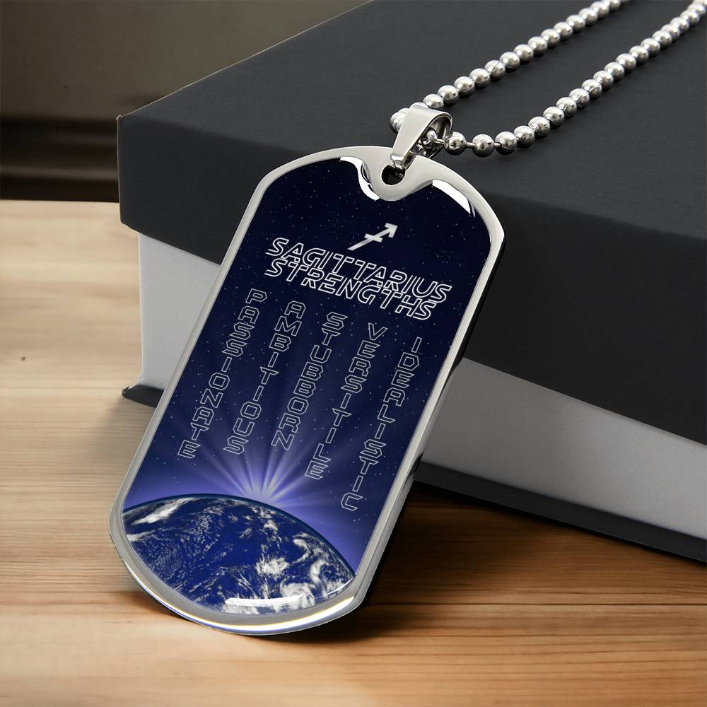 Sagittarius Ball Chain Dog Tag Necklace - Army Tag Necklace, Dog Tag