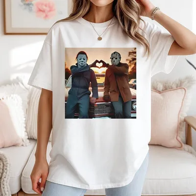 Vintage Halloween Graphic T-Shirt Horror Movie T-Shirt Horror Characters Funny Halloween T-Shirt Unisex T-Shirt Menswear