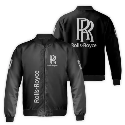 Bomber Jacket,Rolls Royce Rr Logo,Luxury Car Enthusiast Gear,Black Classic Bomber Jacket