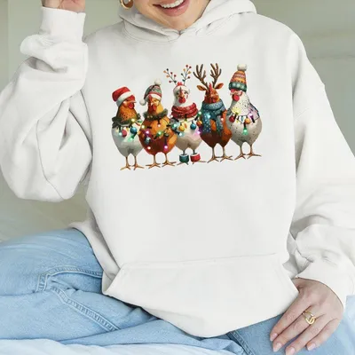 Christmas Chickens Hoodie,Funny Christmas Chicken Hoodie,Xmas Gift,Christmas Farm Hoodie,Farm Lover Gift