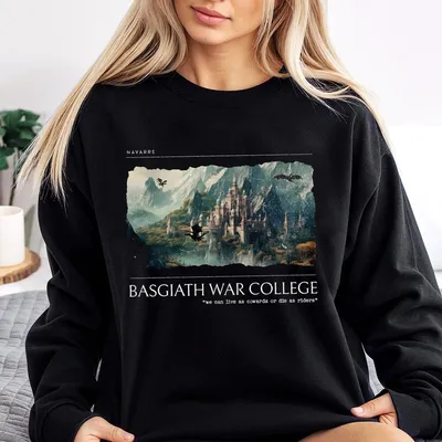 Basgiath War College Sweatshirt Fourth Wing Merch Gift For Reading Lovers Gift For Fourth Wings Fans Unisex Cotton Top Printed