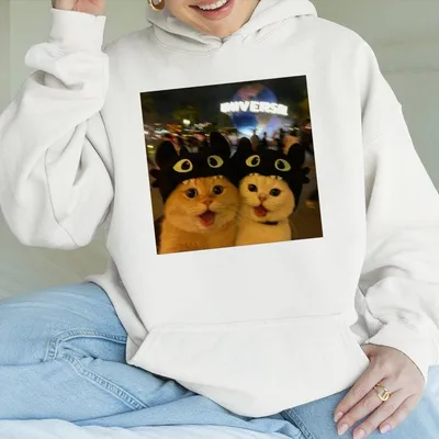 Funny Animal Vintage Graphic Hoodie Cat Toothless Selfie Hoodie Cute Kitten Animal Hoodie Unisex Meme Cringe Funny Hoodie Mens