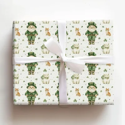 Cat O Leprechaun - Gift Wrap for Christmas, Holidays Wrapping Paper, Christmas Wrapping Paper
