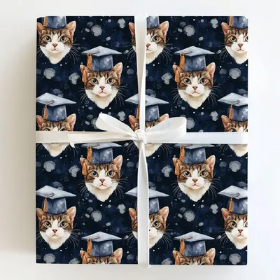 American Wirehair Graduate - Gift Wrap for Christmas, Holidays Wrapping Paper, Christmas Wrapping Paper