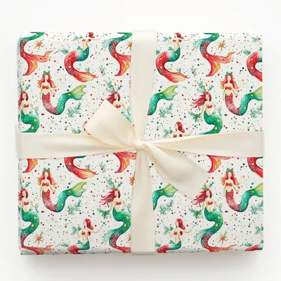 Mermaid Christmas - Gift Wrap for Christmas, Holidays Wrapping Paper, Christmas Wrapping Paper