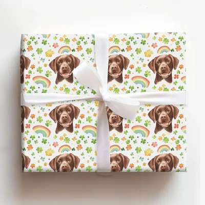 Rainbows with the Brown Lab - Gift Wrap for Christmas, Holidays Wrapping Paper, Christmas Wrapping Paper