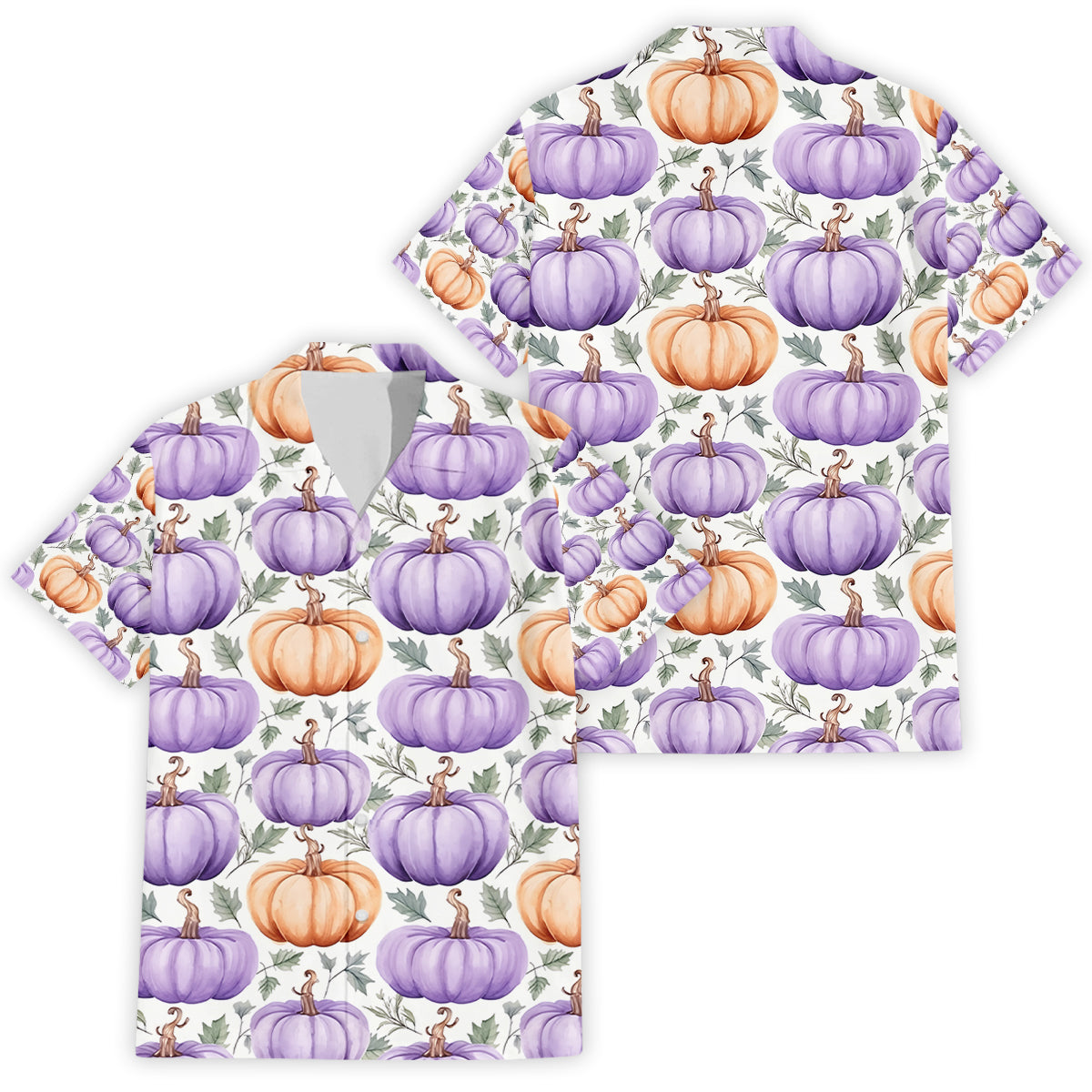 Pastel Pumpkin Hawaiian Shirt - Cute Seamless Halloween Pattern