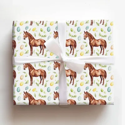 Eggs and Equestrian - Gift Wrap for Christmas, Holidays Wrapping Paper, Christmas Wrapping Paper