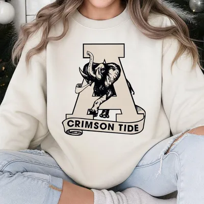 Alabama Crimson Tide Fashion Sweatshirt, Classic Front And Back Logo Graphic Sweatshirt, Casual College Game Day Outfit