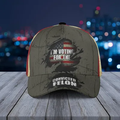 I'M Voting For The Convicted Felon Usa Patriotic Crack Pattern Baseball Cap Baseball Cap