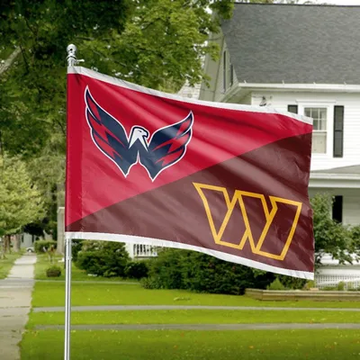 House Divided Commanders Capitals Horizontal House Flag, Dc Nfl Nhl, Football Hockey Split Decor, Washington Fan Horizontal House Flag