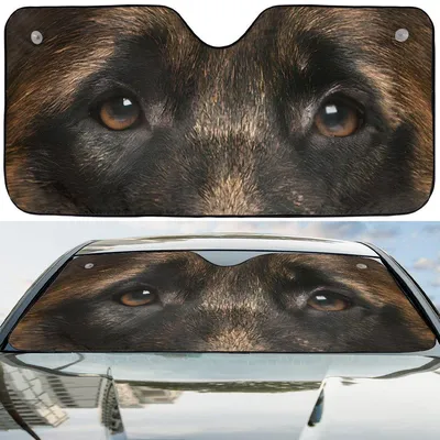 German Shepherd Dog Face Sun Shade, Windshield Uv Protection, Auto Interior Heat Blocker, Animal Lover Visor Car Sunshade