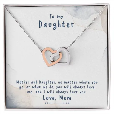 To My Daughter Interlocking Hearts Necklace Message Card