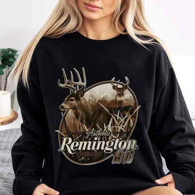 Remington Hunting Sweatshirt – Authentic Deer Graphic,Outdoor Wildlife Streetwear For Hunters And Nature Enthusiasts