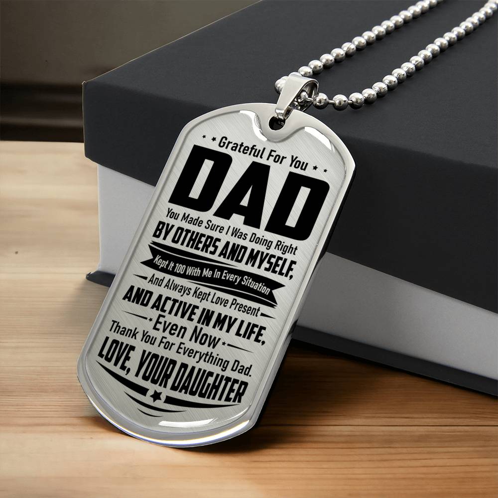 Grateful For You, Dad - Army Tag Necklace, Dog Tag