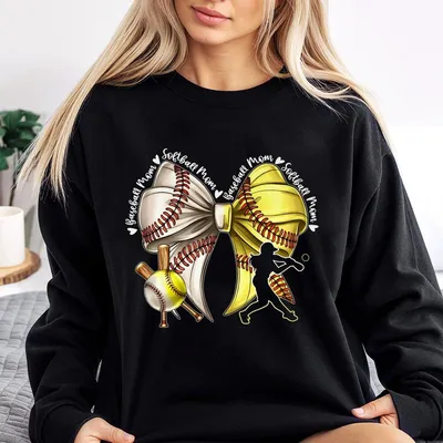 Softball And Baseball Mom Coquette Sweatshirt Baseball Sweatshirt Softball Coquette Sweatshirt Softball Mom Sweatshirt Baseball Mom Sweatshirt