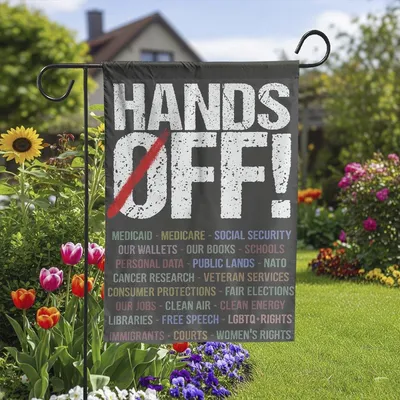 Hands Off Protest Flag, Protect Human Rights, Equality, Free Speech, And Justice House Or Garden Flag Vertical Garden Flag