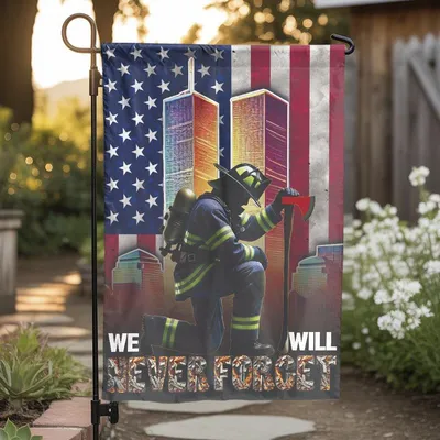 Lotusprinthandmade Firemans 9 11 Day Memorial America 100% Polyester Garden Flag Vertical Garden Flag