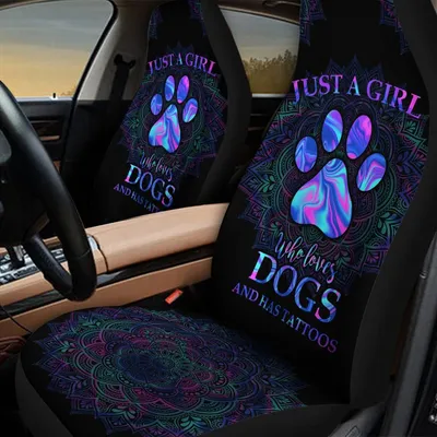 Girl A Girl Loves Dogs Allover Print Front Car Seat Covers