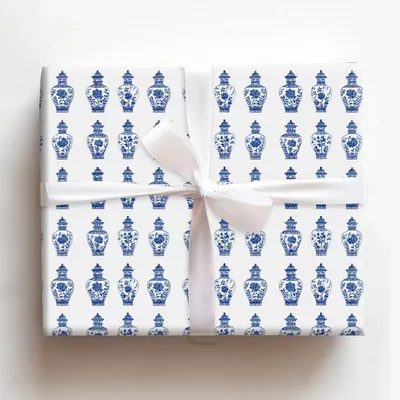Chinoiserie Vases - Gift Wrap for Christmas, Holidays Wrapping Paper, Christmas Wrapping Paper